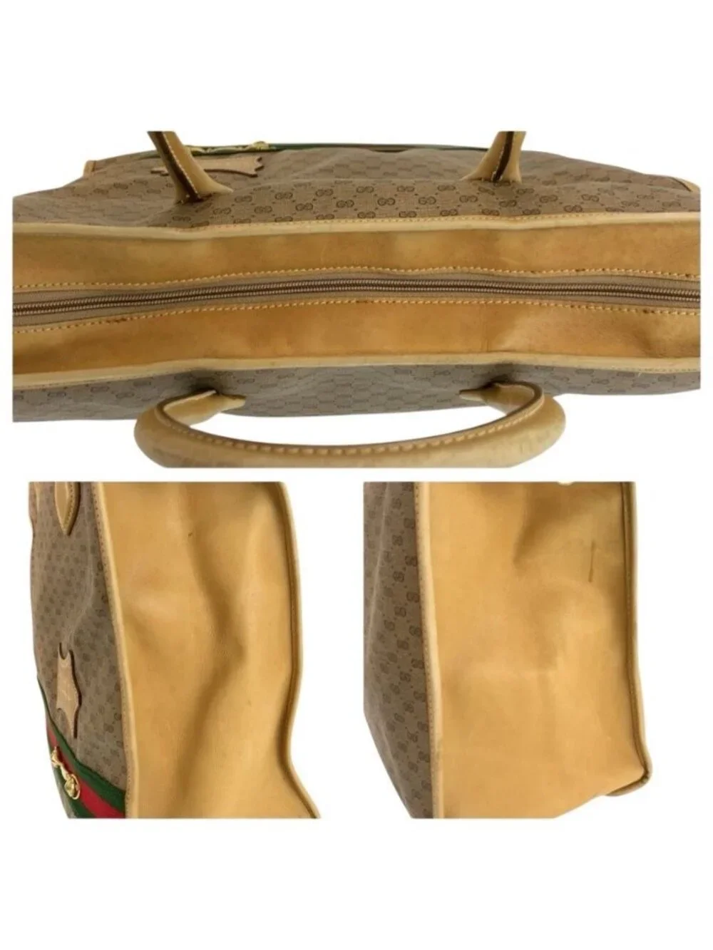 Gucci Vintage Micro GG Sherry Line Beige 24 02 Tote Business